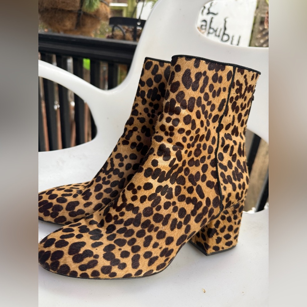 J. Crew Sadie leopard Ankle Boots 9